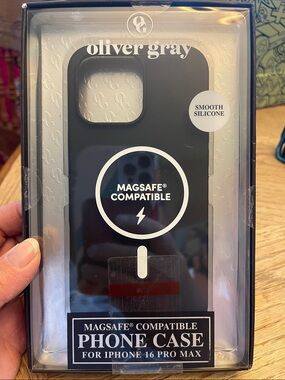 Black MagSafe-Compatible Silicone Case for iPhone 16 Pro Max